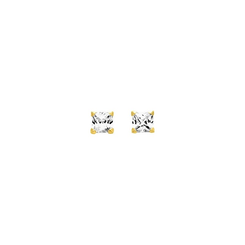 Boucles d'oreilles en or jaune 750 millièmes et oxydes de zirconium.
