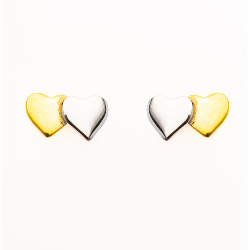 Boucles d'oreilles double coeur