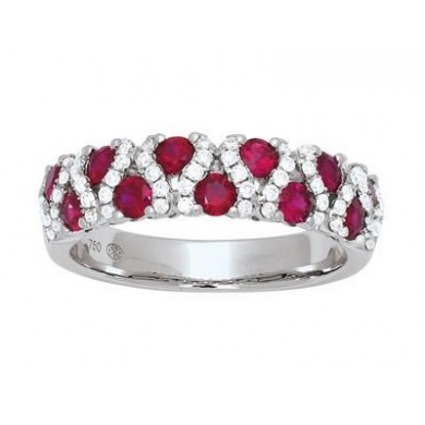 Bague en or 750 millièmes rubis et diamants