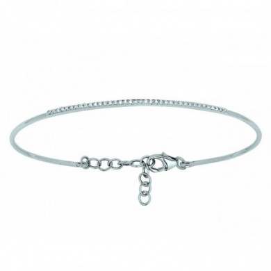 Bracelet jonc en or blanc 750 millièmes et diamants