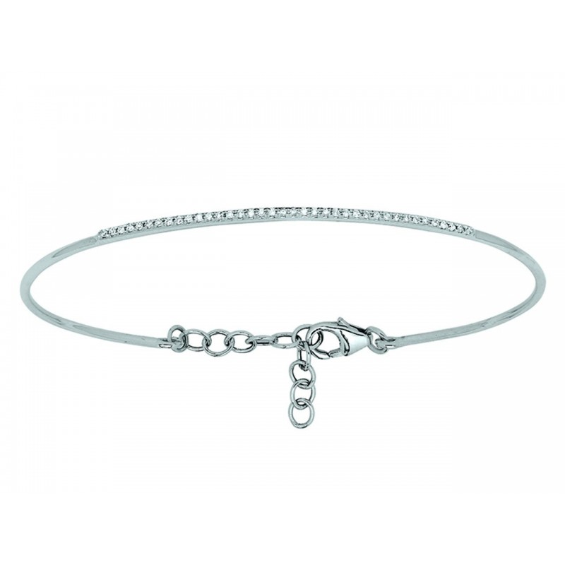 Bracelet jonc en or blanc 750 millièmes et diamants