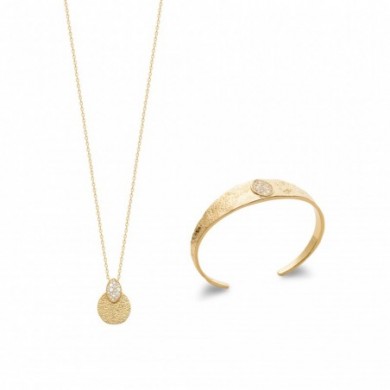 Bracelet en plqué or et oxydes de zirconium fomre jonc
