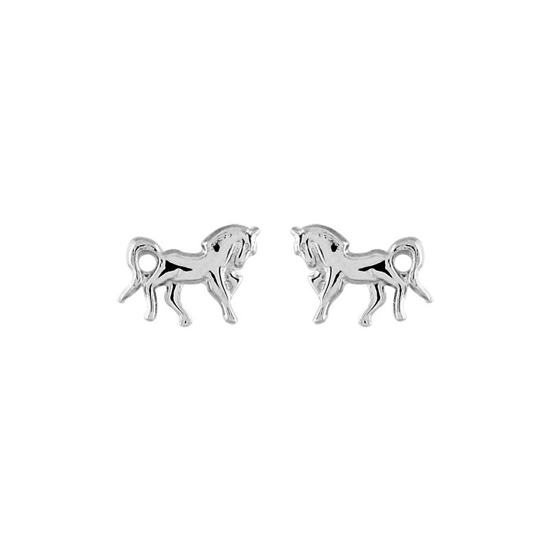 Boucles d'oreilles en argent cheval au galop