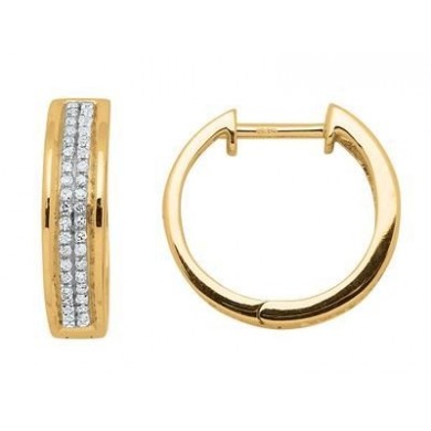 Boucles d'oreilles créoles diamants en or jaune 750 millièmes