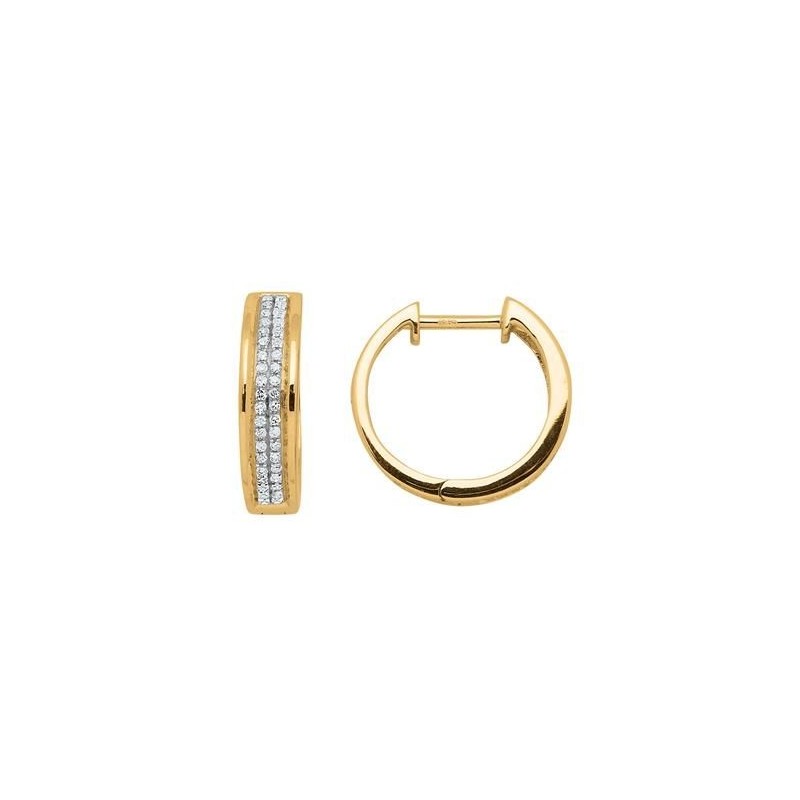 Boucles d'oreilles créoles diamants en or jaune 750 millièmes Boucles d'oreilles créoles diamants en or jaune 750 millièmes