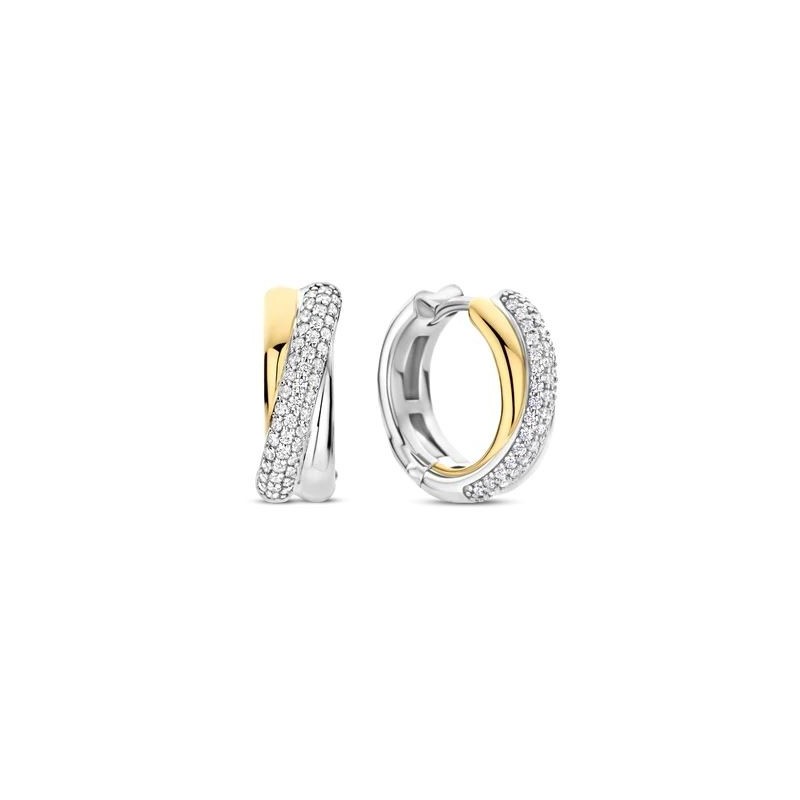 Créoles en argent, or et oxydes de zirconium Créoles en argent, or et oxydes de zirconium