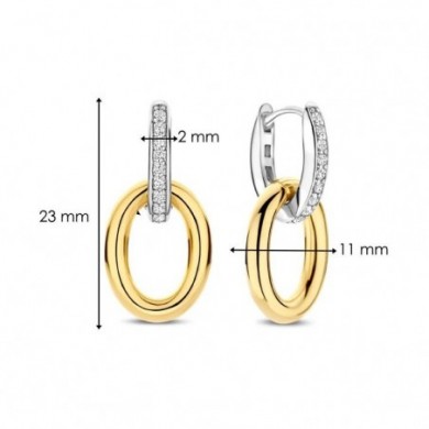 Boyucles d'oreilles pendantes argent , or et oxydes de zirconium