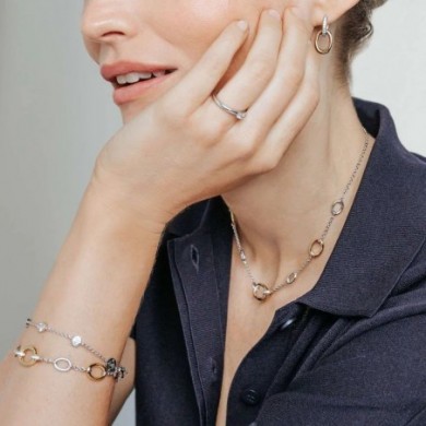 Boyucles d'oreilles pendantes argent , or et oxydes de zirconium