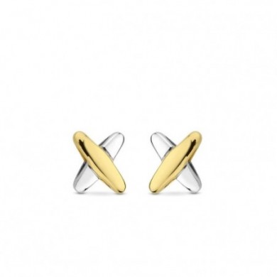 Boucles d'oreilles croix bicolores