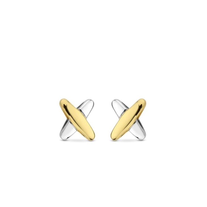 Boucles d'oreilles croix bicolores Boucles d'oreilles croix bicolores