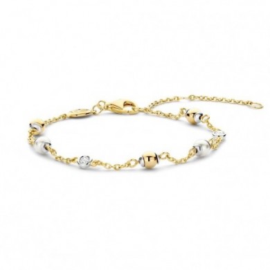 Bracelet en argent,or et perles d'imitation.