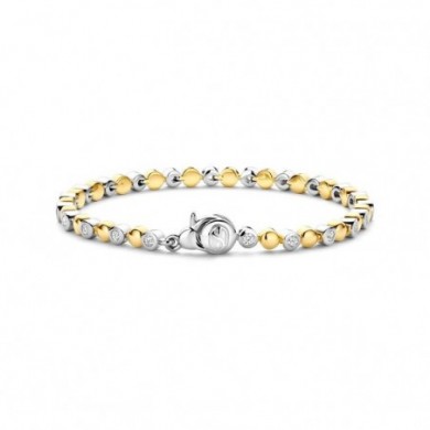Bracelet pastilles argent , or et oxydes de zircconium