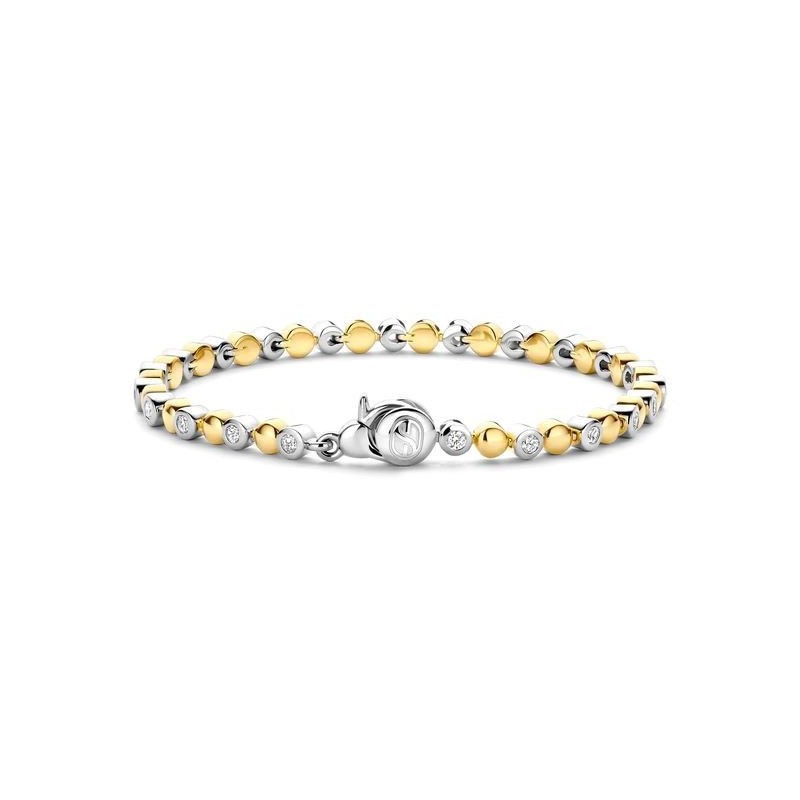 Bracelet pastilles argent , or et oxydes de zircconium Bracelet pastilles argent , or et oxydes de zircconium