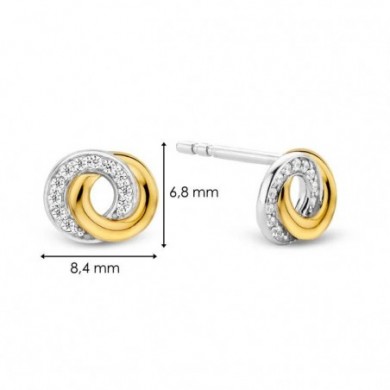 Boucles d'oreilles en argent , or et oxydes de zirconium