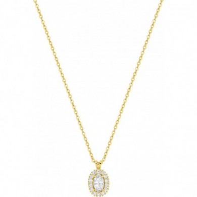 Collier en or 375 millièmes et diamants synthétiques
