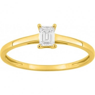 Bague solitaire or 375 millièmes et diamant de synthèse