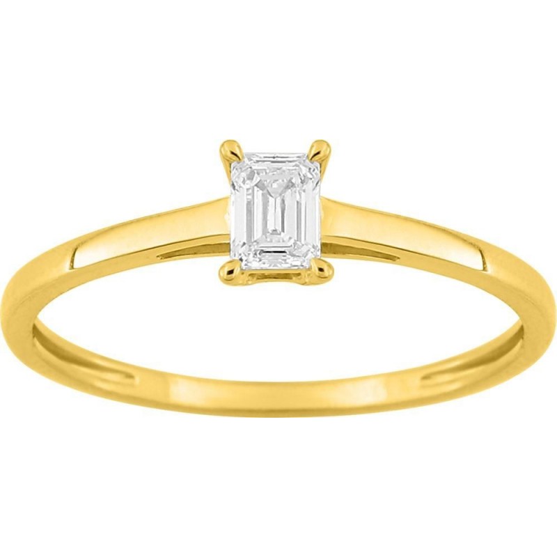 Bague solitaire or 375 millièmes et diamant de synthèse Bague solitaire or 375 millièmes et diamant de synthèse